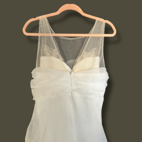 White Organza Embroidered Pleated Maxi Dress NEW Size XL - Picture 7 of 14